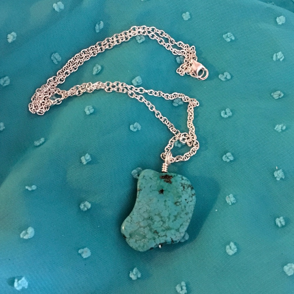 Turquoise and Sterling 18” Necklace - Picture 1 of 5